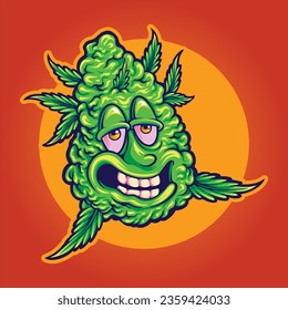 Funny hilarious herb monster cannabis bud vector illustrations for your work logo, merchandise t-shirt, stickers and label designs, poster, greeting cards advertising business company or brands