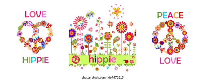 Funny hippie childish print