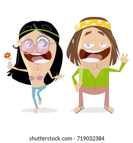 Funny Hippie Couple Clipart