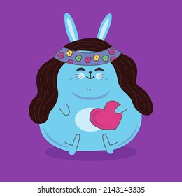 Gracioso hippies conejo con corazón