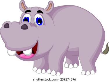 funny hippo cartoon posing