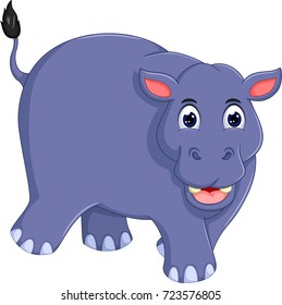 Funny Hippo Cartoon Walking Laughing Stock Vector (Royalty Free) 723576805