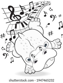 Funny hippo dancing break dance coloring book 