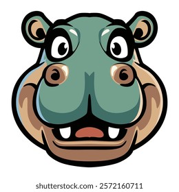 funny hippo face mascot logo cartoon vector