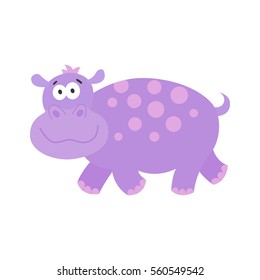 Funny hippo.Cute cartoon African  animal.   Flat design vector behemoth for children's  books, posters, clothes, alphabet  cards.