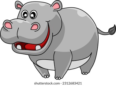 Funny Hippopotamus cartoon character, mascot 