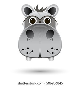 Funny hippopotamus icon on a white background.