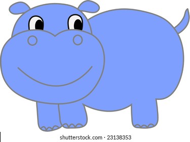 Funny hippopotamus - vector illustration. Fully editable, easy color change.
