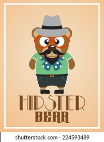 Funny hipster bear,vector