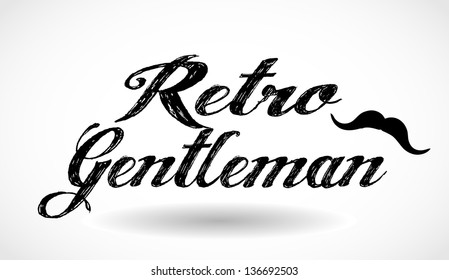 Funny hipster caption "Retro gentleman" with vintage mustache vector
