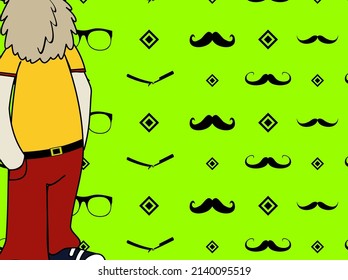 funny hipster lama cartoon background illustration in vector format 