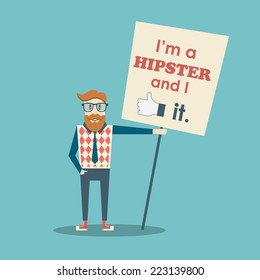 Funny hipster poster with slogan. Eps10 vector illustration