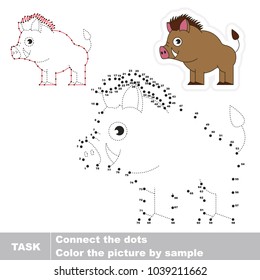 Funny Hog Pig. Dot to dot educational game for kids.