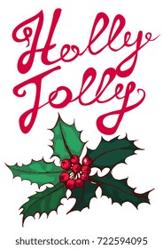 funny, Holly, background, design, vector, illustration, Christmas, isolated, lettering