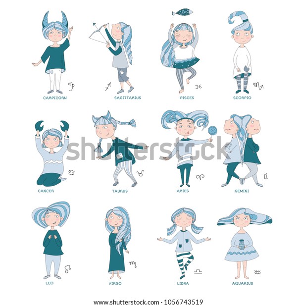 funny horoscope girls cute girls form stock vector royalty