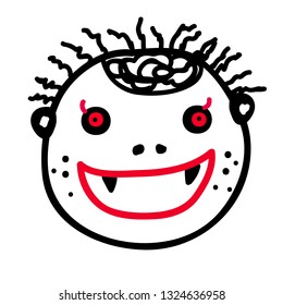 funny horror face abstract cartoon doodle hand draw  design vector eps.10