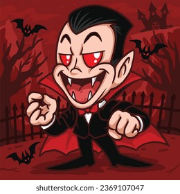 Funny horror vampire monster character illustration in comic style 