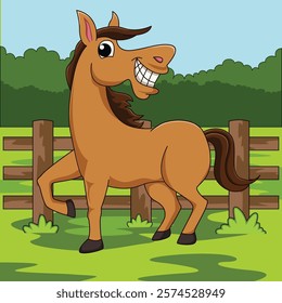 Funny horse cartoon characters vector illustration.