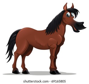 Funny horse. Cartoon and vector isolated animal character.