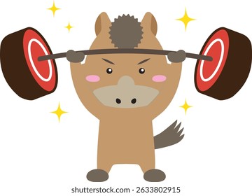 Funny Horse Character Lifting Meat Barbell - 2026 Zodiac Illustration