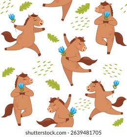 funny horse, cool, cute horse, pattern, seamless background, print for clothes, fabric design, textile, wallpaper, scrapbooking, scrapbooking paper, background, pattern