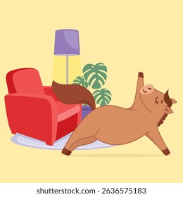 funny horse doing yoga, yoga at home, cute horse, sport, home exercises, sweet home, coziness, year of the horse, fun, cute illustration, poster, calendar horse, screensaver, print, print for fabric