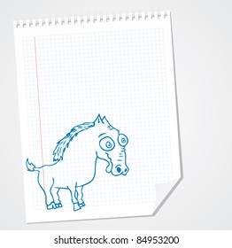 Funny Horse Doodle Vector