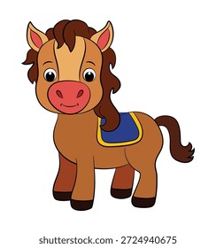 Funny a horse on a white background