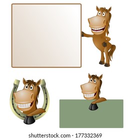 funny horse with the poster. vector illustration