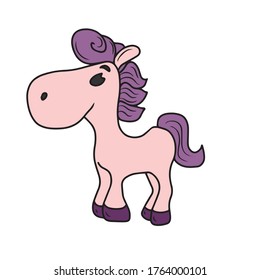 Un divertido caballo.Diseño infantil vector para carteles postales