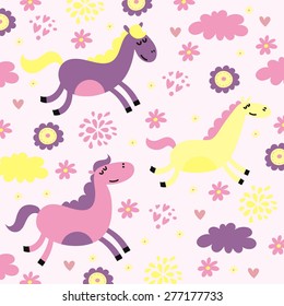  funny horses and flowers pattern