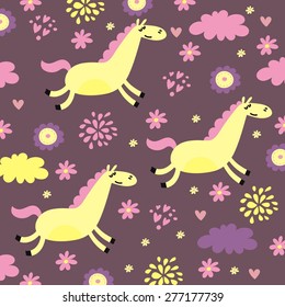  funny horses and flowers pattern