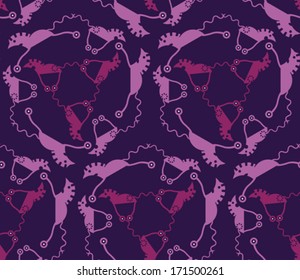Funny horses on roller skates. Seamless pattern. Vector.