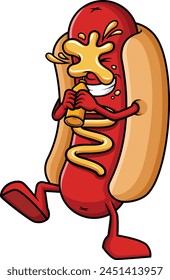 Funny hot dog vector illustration