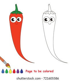 Funny Hot Pepper to be colored, the coloring book for preschool kids with easy educational gaming level.