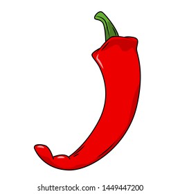 Funny Hot pepper in cartoon style. Concept Fruits and vegetables. Summer.
