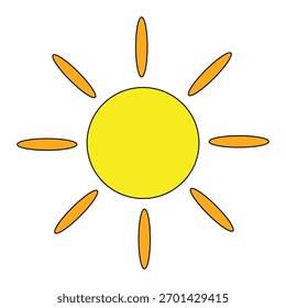 Sol quente engraçado isolado em um fundo branco