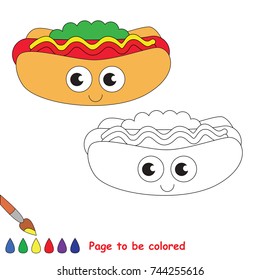 Funny Hotdog to be colored, the coloring book for preschool kids with easy educational gaming level.