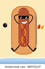 Funny Hot-Dog on beach