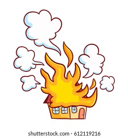 Funny House Burning Cartoon Style Vector Stock Vector (Royalty Free ...