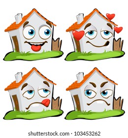 funny house characters with many expressions