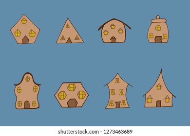 funny houses seamless vector background
