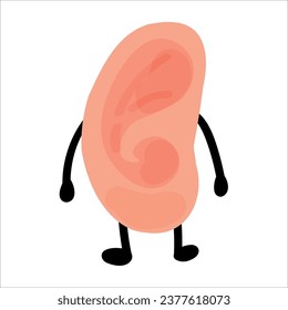 Funny human ear on white background