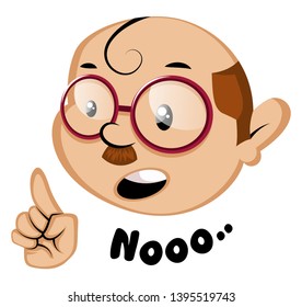 Funny human emoji with a Noo letters, illustration, vector on white background.