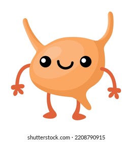 Funny human organ flat for web design. Cartoon cute stomach, lungs, spleen, bladder, kidney and brain isolated vector illustration. Anatomy and internal biology