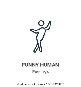 Funny human outline vector icon. Thin line black funny human icon, flat vector simple element illustration from editable feelings concept isolated on white background
