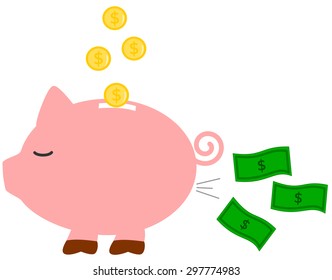 funny humor cartoon piggy money bank concept vector illustration