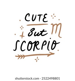 Engraçado humor lettering fonte desenhada à mão inscrições signo do zodíaco horóscopo. Bonito, mas Libra. Astrologia citação de texto de desenho animado, símbolo de personagem. Impressão astrológica desenhada à mão para copos, canecas, travesseiros