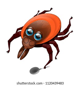 Funny hungry mite. Vector illustration.