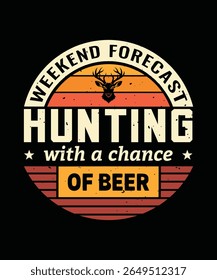 Engraçado caça fim de semana Caça gráfica com uma chance de cerveja